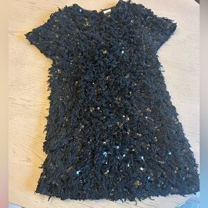Zara Black Textured Kids Dress with Sequins